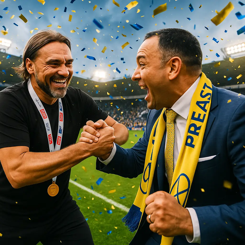 Daniel Farke sends 49ers message after Leeds United title win as Paraag Marathe watches on